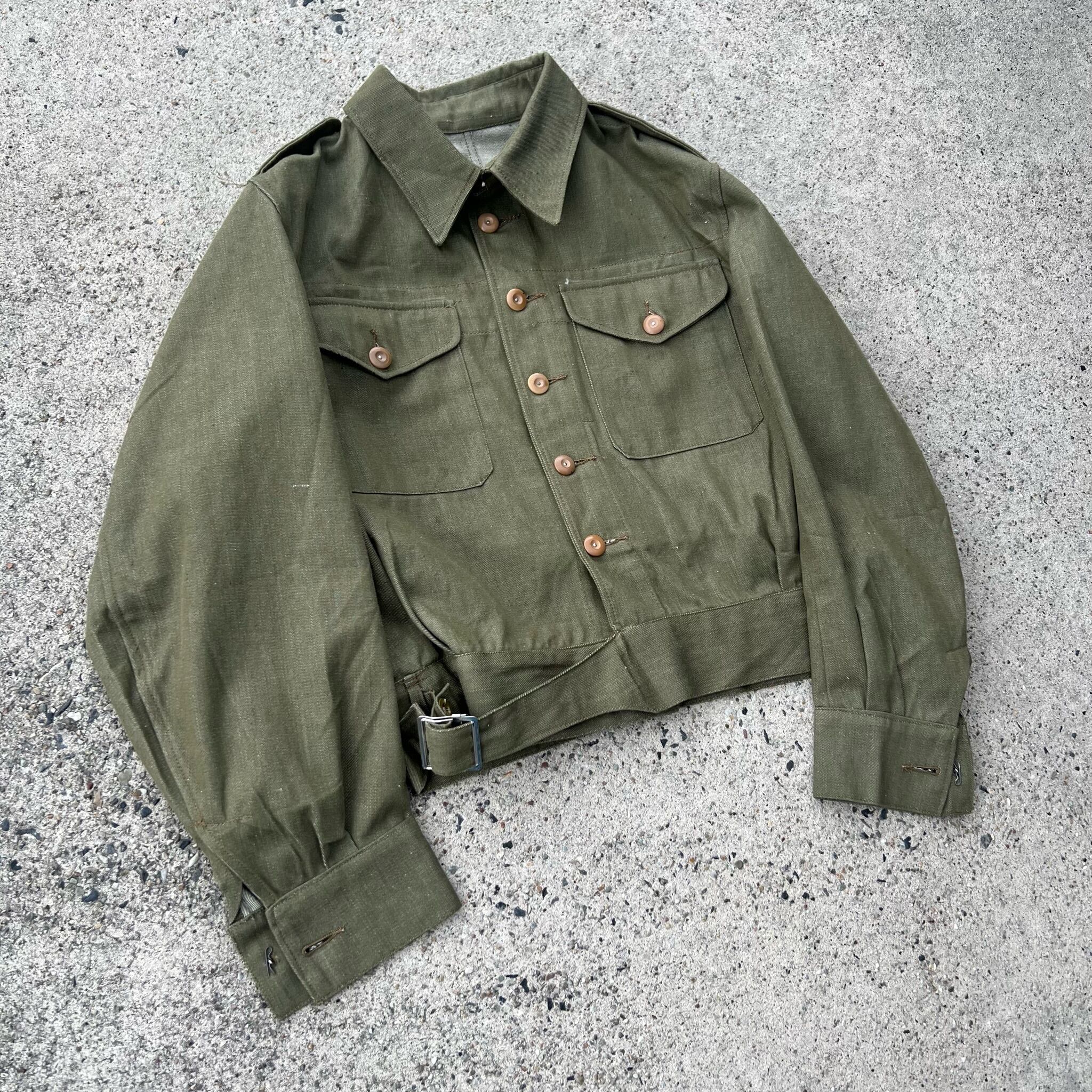 50s British Army Green Denim Battle Dress Jacket dead stock