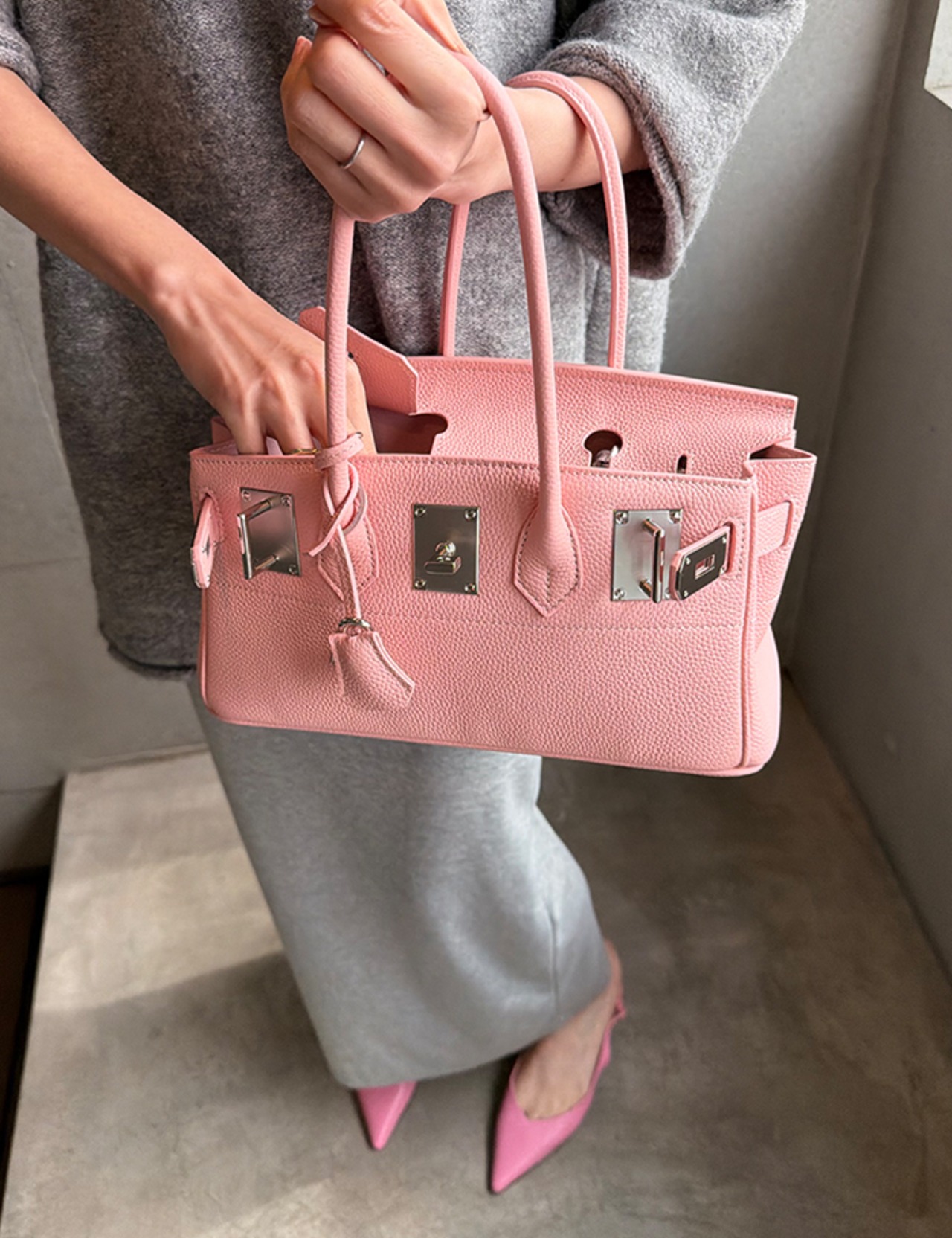 【新作5％OFF・3日間】牛革100％・Rectangular Buckle Bag_6colors