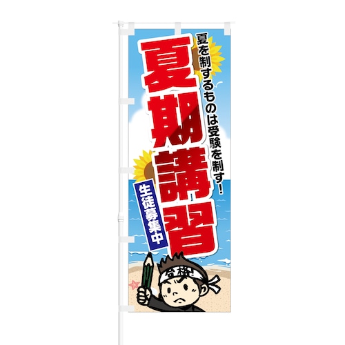 のぼり旗【 夏期講習 生徒募集中 】NOB-KT0033 幅650mm ワイドモデル！ほつれ防止加工済 個別指導塾などの生徒募集に最適！ 1枚入