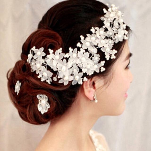 【満開の～ヘッドドレス】ヘアアクセサリー　結婚式　小物　髪飾り　カチューシャ　ヘアバンド　髪留め