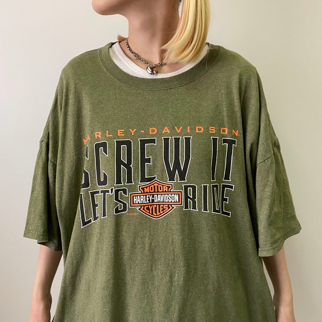 ビッグサイズ Harley Davidson ハーレーダビッドソン 両面プリントtシャツ メンズ2xl 古着 バックプリント カーキ オリーブグリーン 大きいサイズ Tシャツ Vc Ss27 Cave 古着屋 公式 古着通販サイト