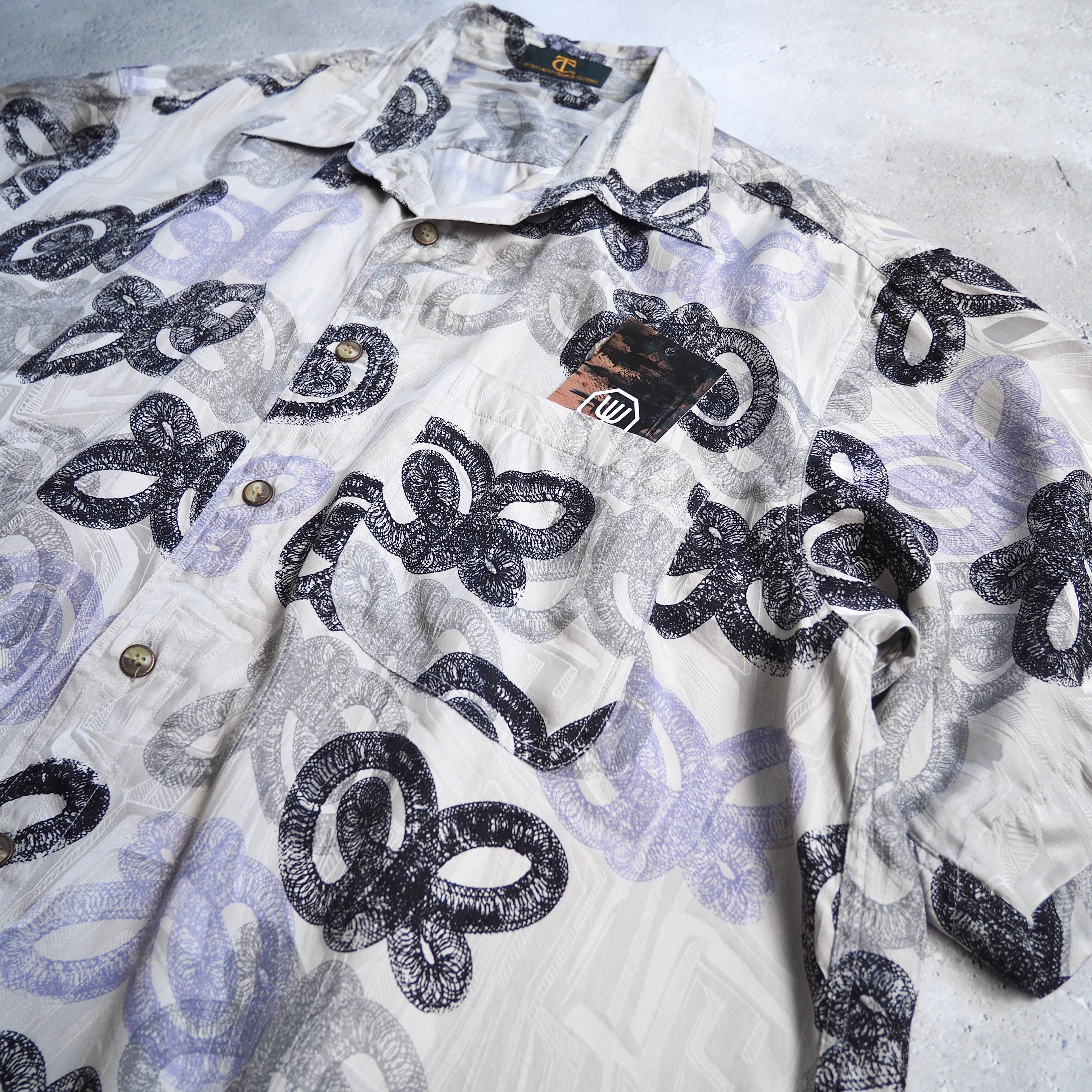 ” 捻縄 ” Tribal contemporary Art × Hidden pattern Drape SS silk Shirt