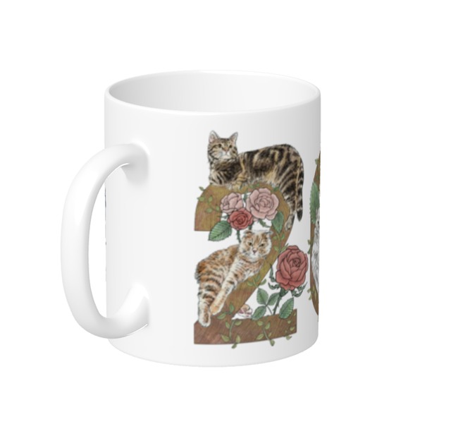 マグカップ 猫の絵 イラスト猫雑貨 365cat Artにゃおにゃお カラーver おしゃれ猫雑貨 グッズ通販 イラスト 似顔絵作成 365cat Art