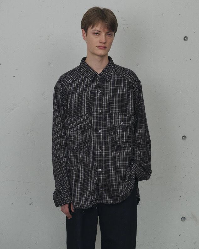 26SS】ANCELLM NEL CHECK OVERWORK SHIRT(NAVY) ANC-SH85 | IAAAM