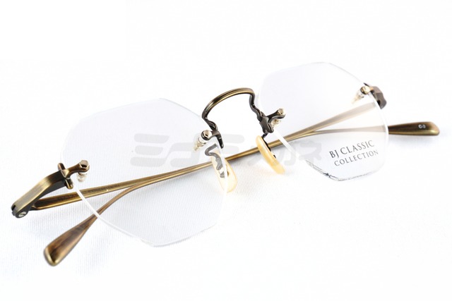 BJ CLASSIC メガネ PREM-206 NT C-3 ツーポイント 縁無し 多角形 ヘキサゴン ボストン チタン クラシカル BJクラシック 鯖江 日本製 正規品-4枚目