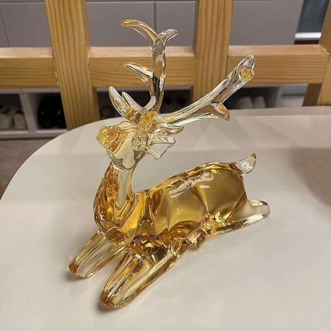 クリスタル 透明 鹿 アニマル オーナメント レジン彫像 アートクラフト