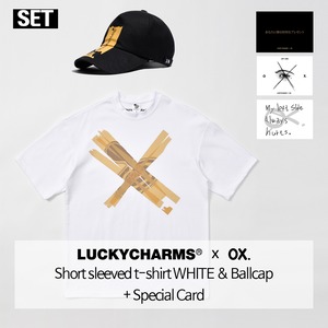 [LKCS] (SET) LUCKYCHARMS x OX. Short sleeved t-shirt white + ballcap 正規品 韓国ブランド 韓国ファッション 韓国代行 lucky charms パーカー ソ・イングク