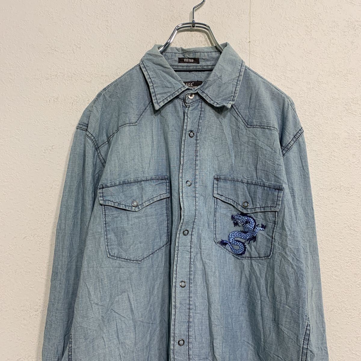 TMT』 デニムシャツ スナップボタン 袖刺繍 アメカジ インディゴ
