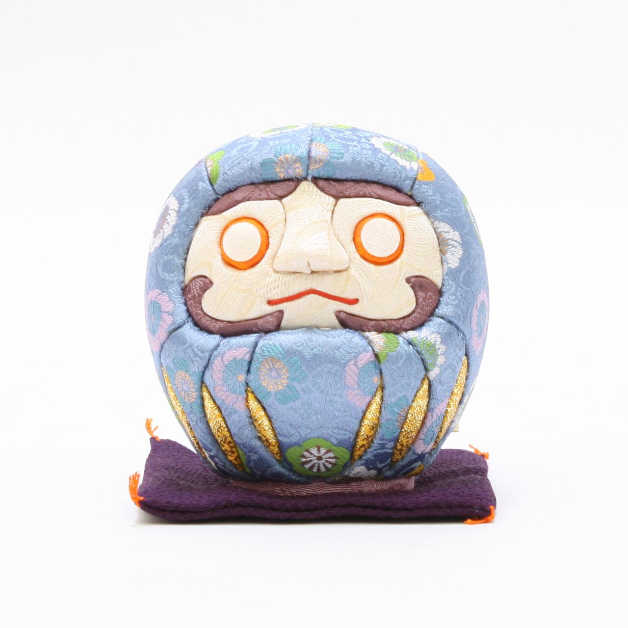 縁起物 木目込みダルマ 西陣織 B 青(大)座布団付 柿沼東光作 日本製 品番 2253-02