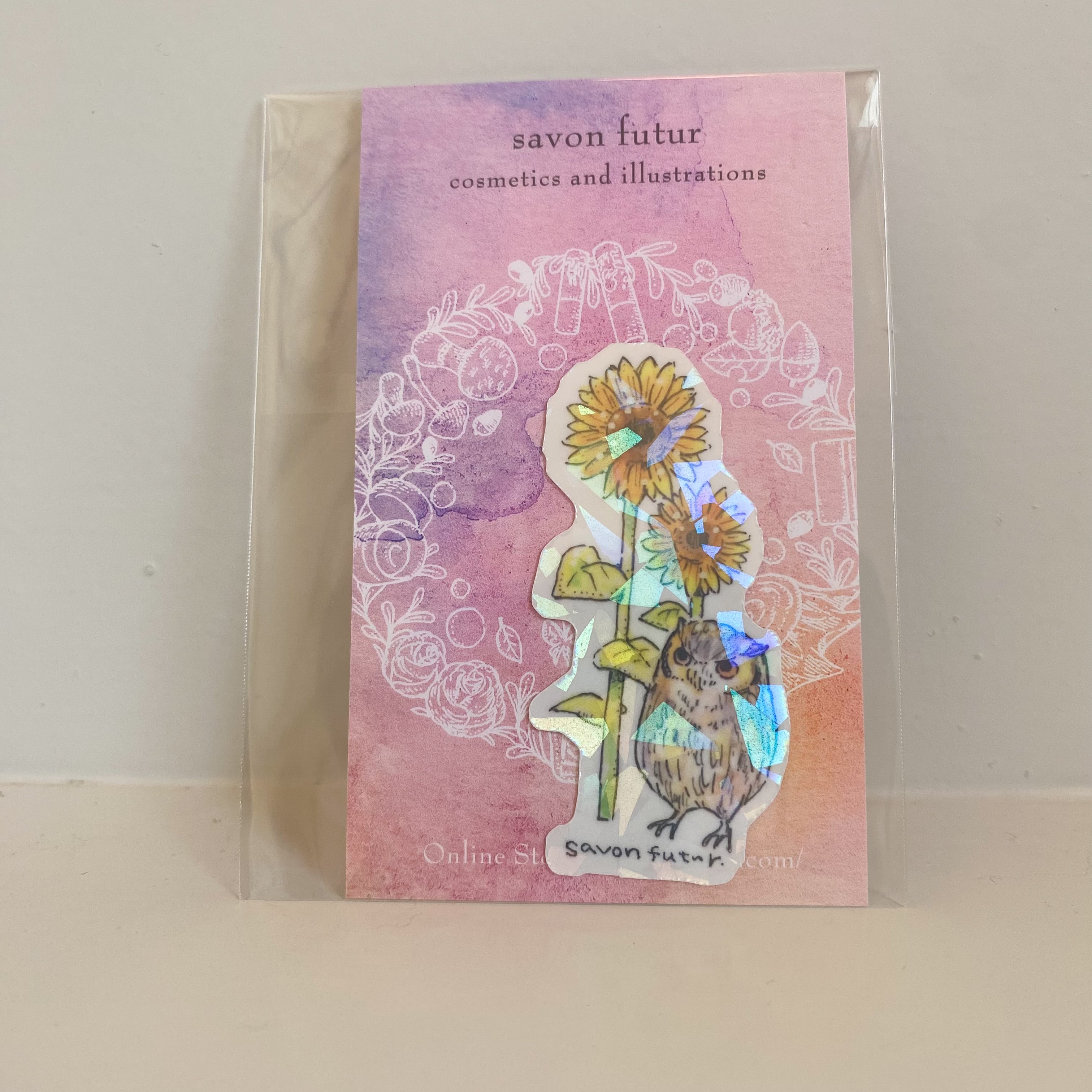 ステッカーシール / ひまわりとフクロウ