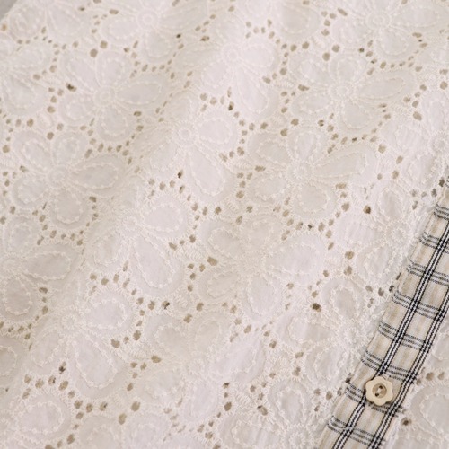 2色/レース刺繍チェックアシメベスト ・12166