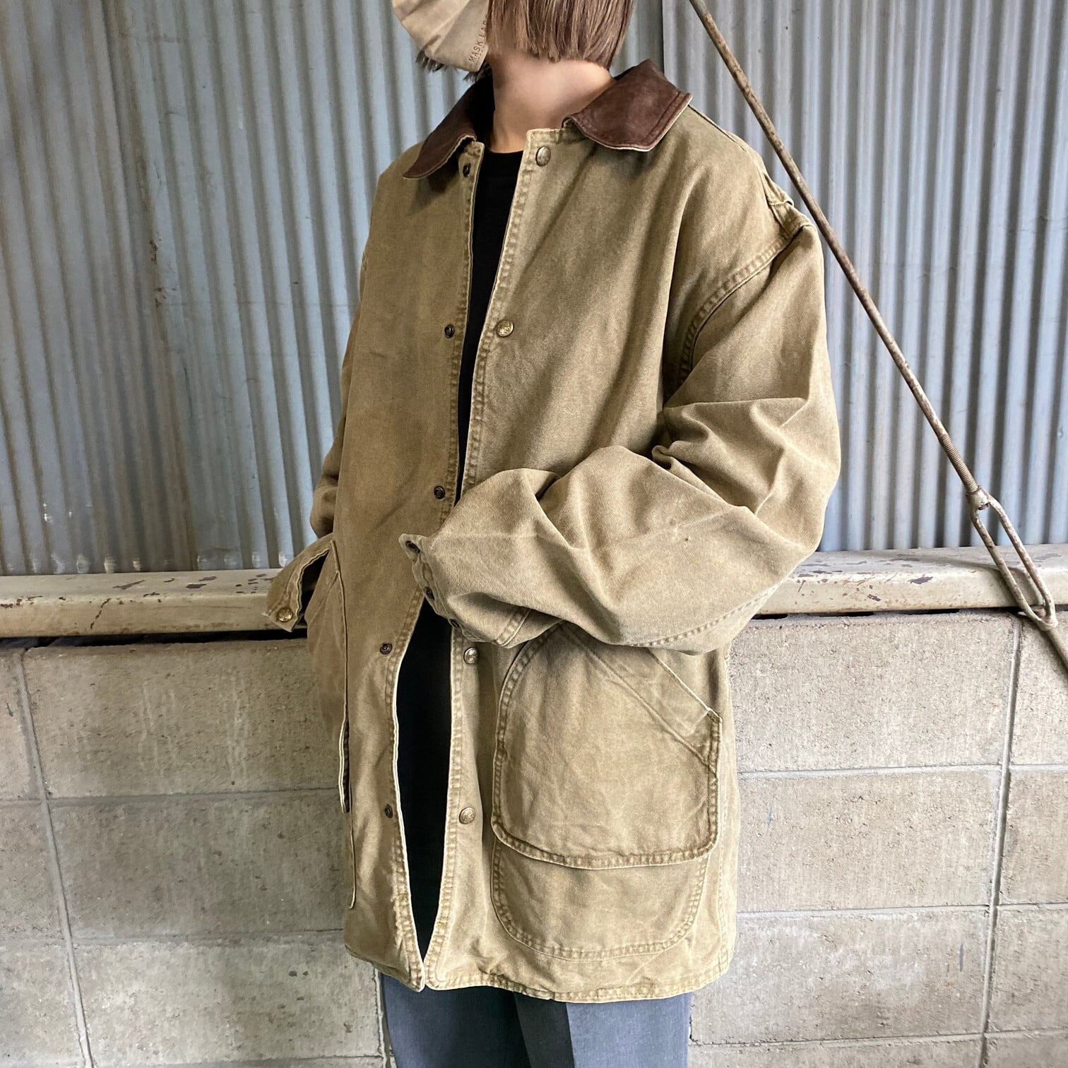 USA製 80年代 WOOLRICH ウールリッチ レザー襟 ハンティング