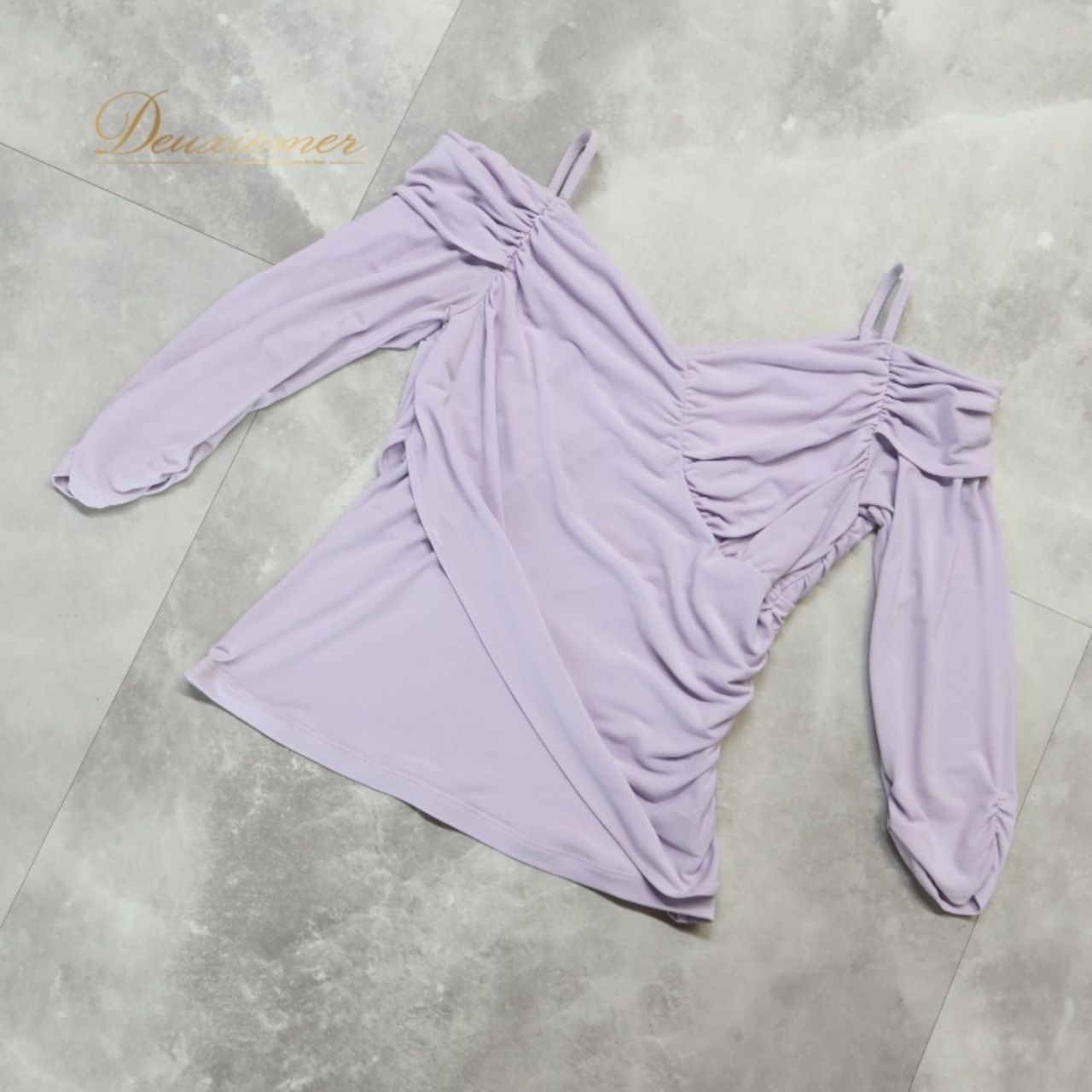 社交ダンス 衣装 トップス ブラウス パープル系 チャコットロイヤルダンス Chacott ROYAL DANCE 紫 無地 シンプル 練習 レッスン 日本製 明るい 淡い 上品 かわいい ダンス衣装 イベント ステージ オフショルダー パーティー