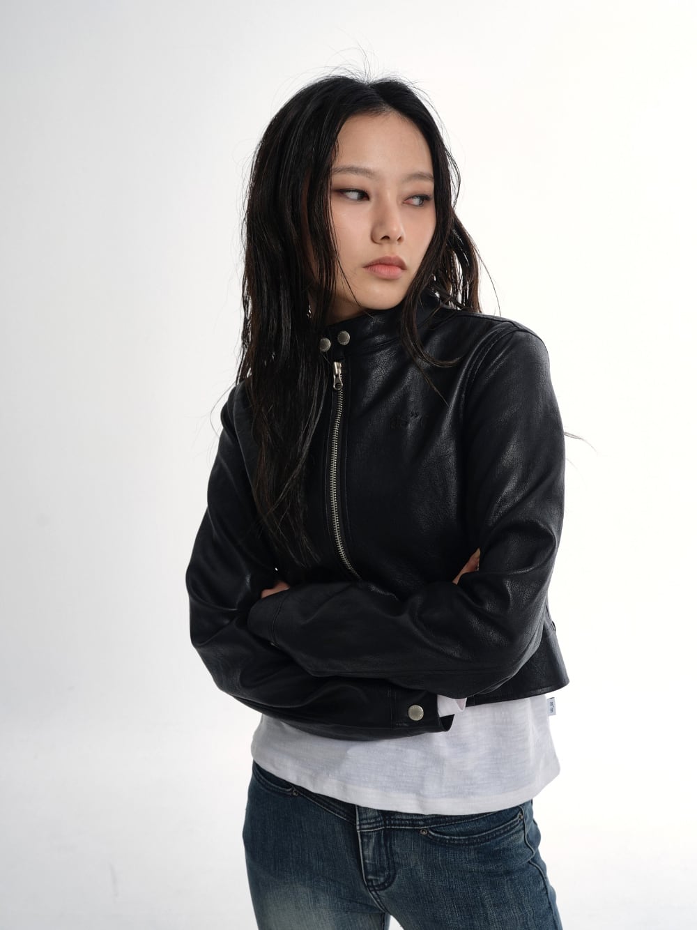 as”on] SLIM LEATHER JACKET 正規品 韓国ブランド 韓国通販 韓国代行