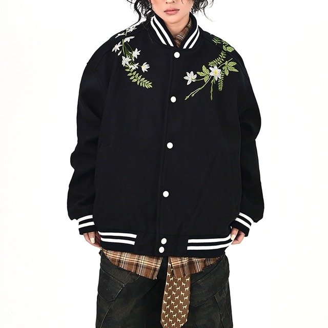 ボタニカルステッチカレッジブルゾン 2col   R01092
