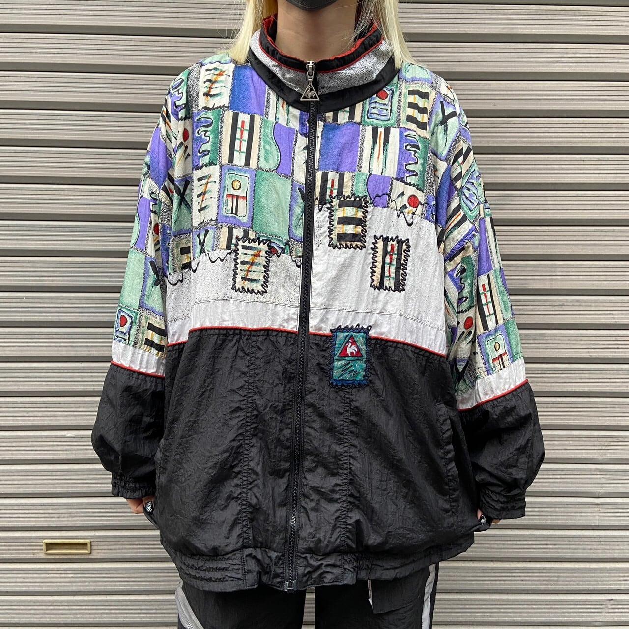 90年代 le coq sportif ルコック スポルティフ 柄切替 ナイロン 