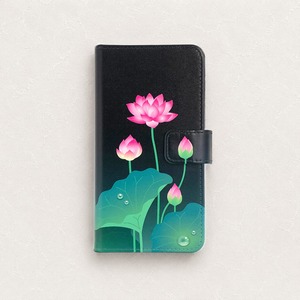 蓮 手帳型スマホケース［黒］｜Android 全機種対応〈蓮と釈迦〉