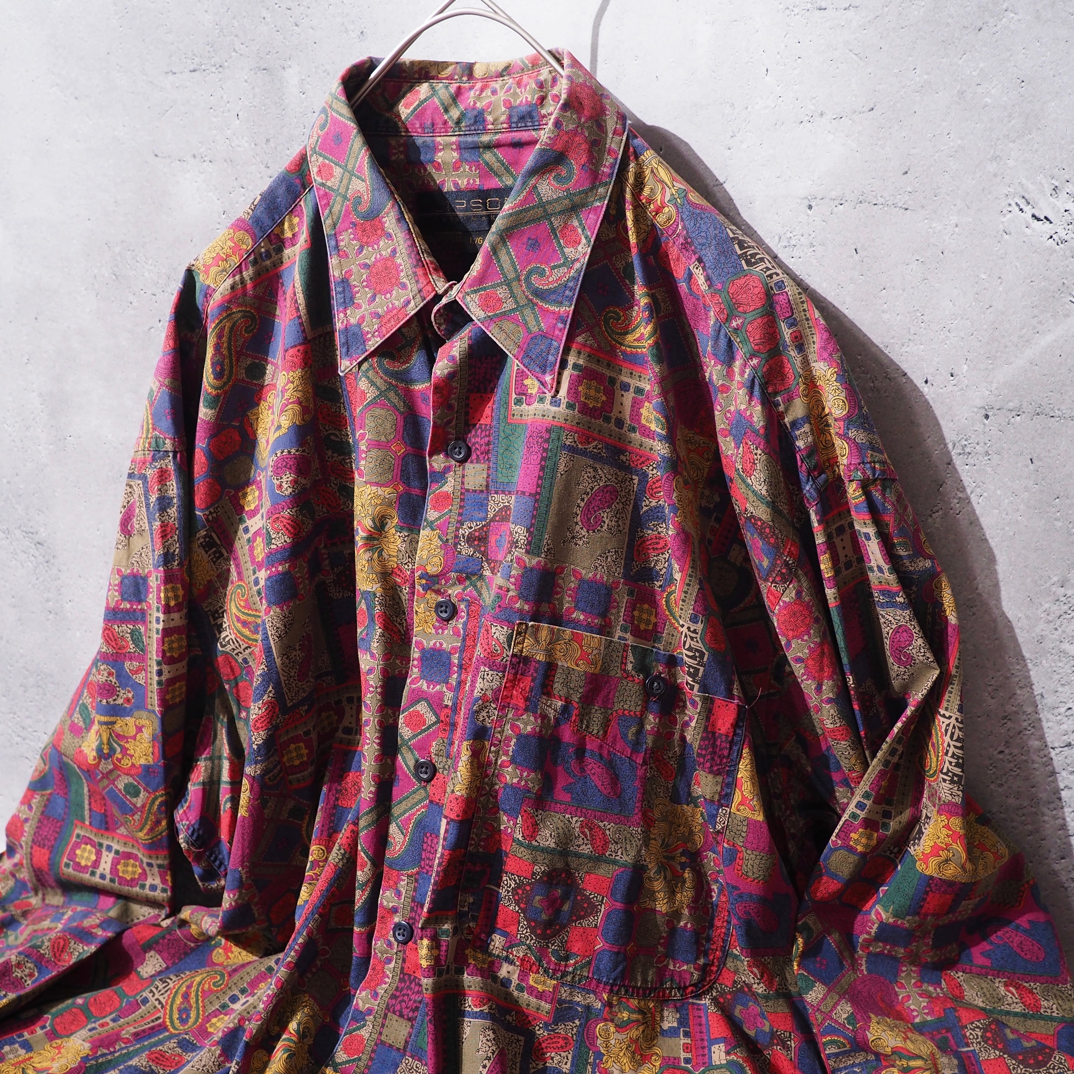 1990s "曼荼羅 " Beautiful luxury All Over pattern vintage loose shirt