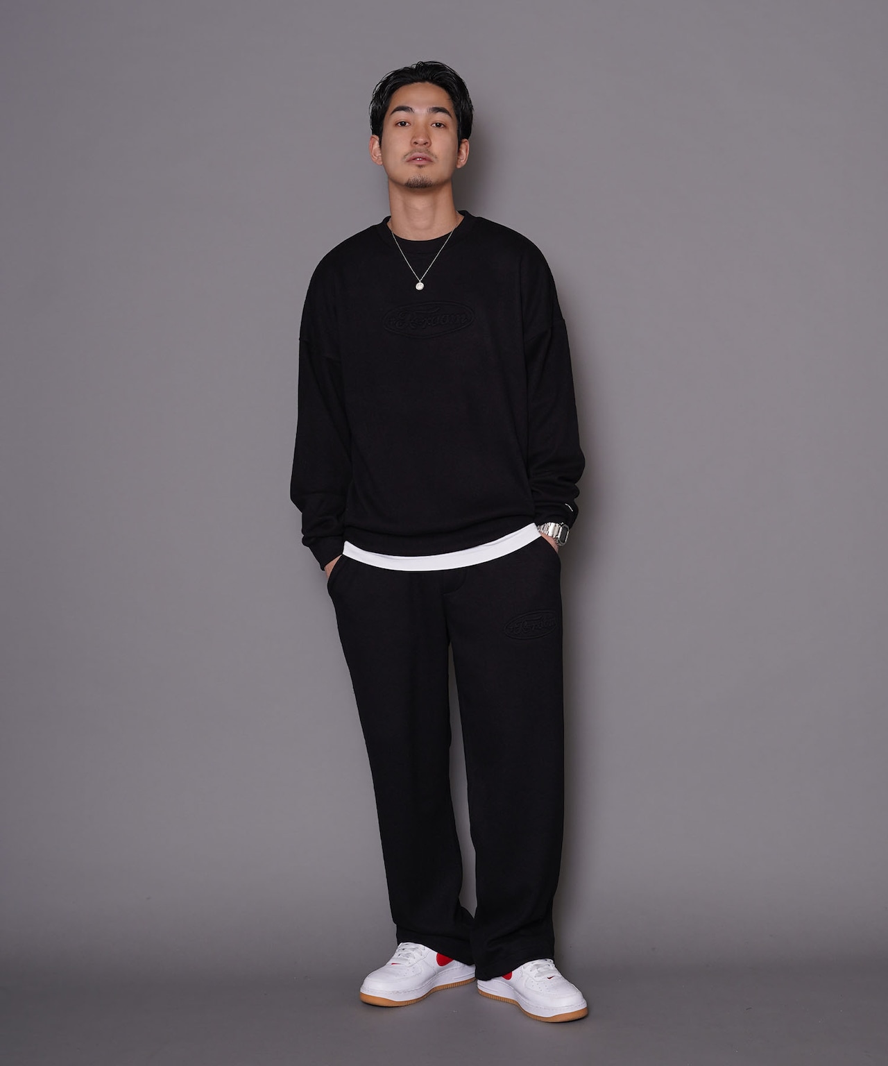 【#Re:room】EMBOSS LOGO STRETCH RIB WIDE PANTS［REP199］