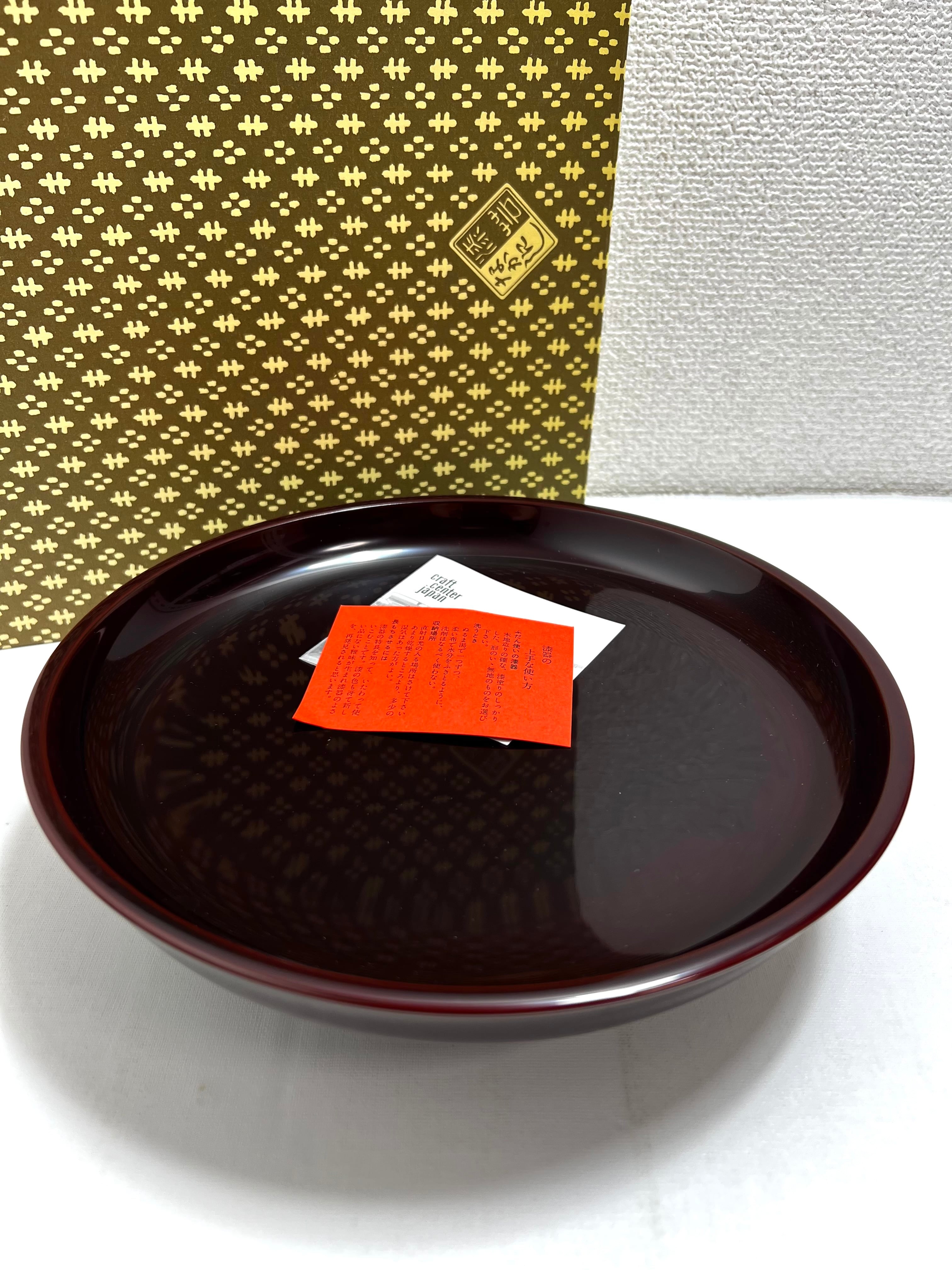 輪島塗 丸盆 朱塗 盆 菓子器 24cm 元箱付 共箱 漆器 | Queen of reuse