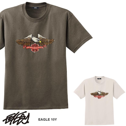 【eye-434ss】EYEDY アイディー EAGLE 10Y スリーブTシャツ IVORY CHARCOAL ショートスリーブTシャツ 大きいサイズ ブ半袖 プリント