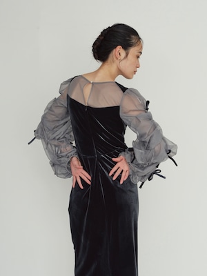 Draped Tulle Dress / BLUEGRAY