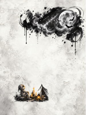 Halloween Mummy | 5400×7200px・600dpi・約50MB 高解像度PNG｜Digital Download Ink Wash Digital Art【デジタルダウンロード】夜空シリーズアート
