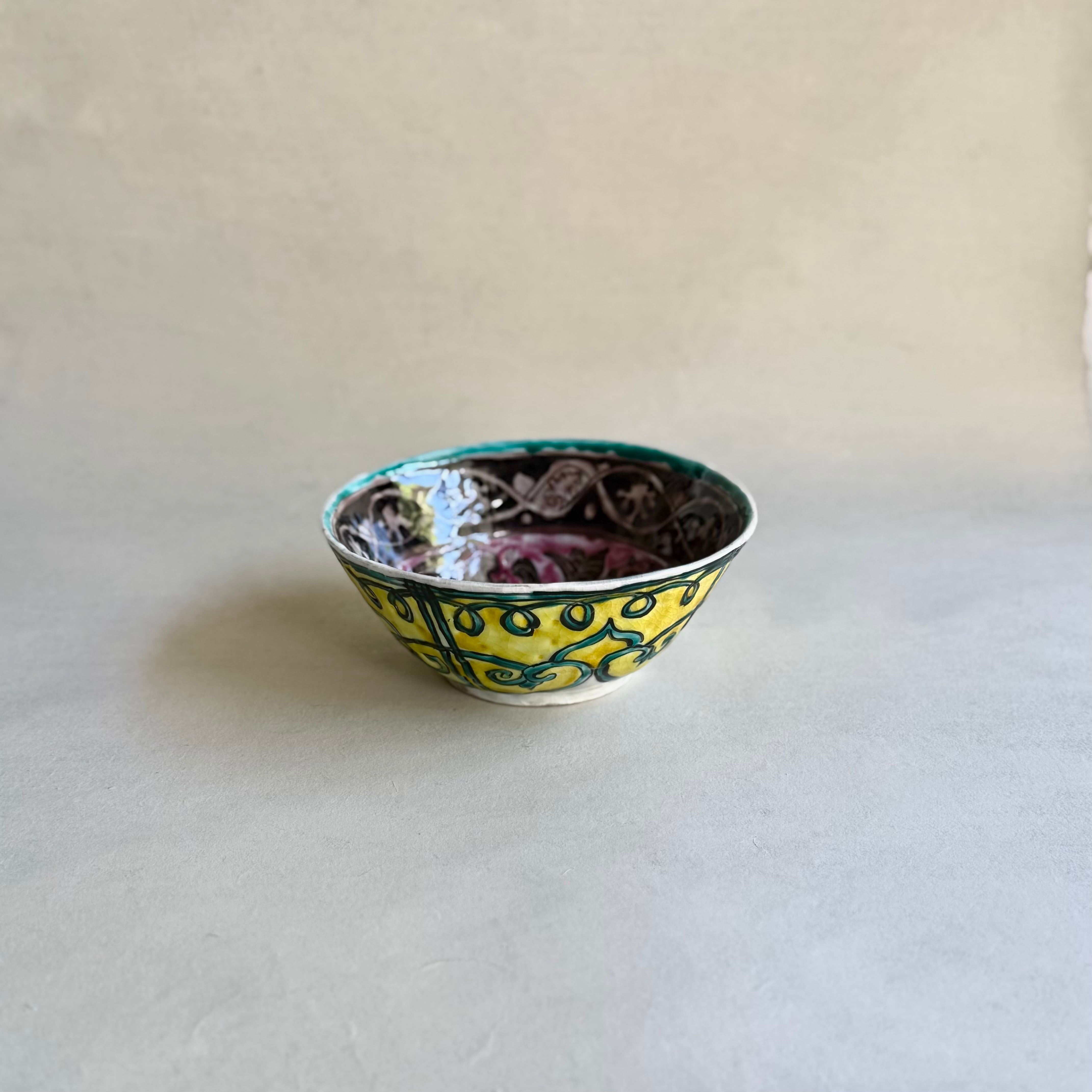 田辺京子 上絵土物 人霊鳥図中鉢 | gallery 一白