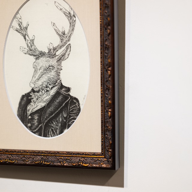 銅版画「或る森の肖像 - Crystal White Stag」
