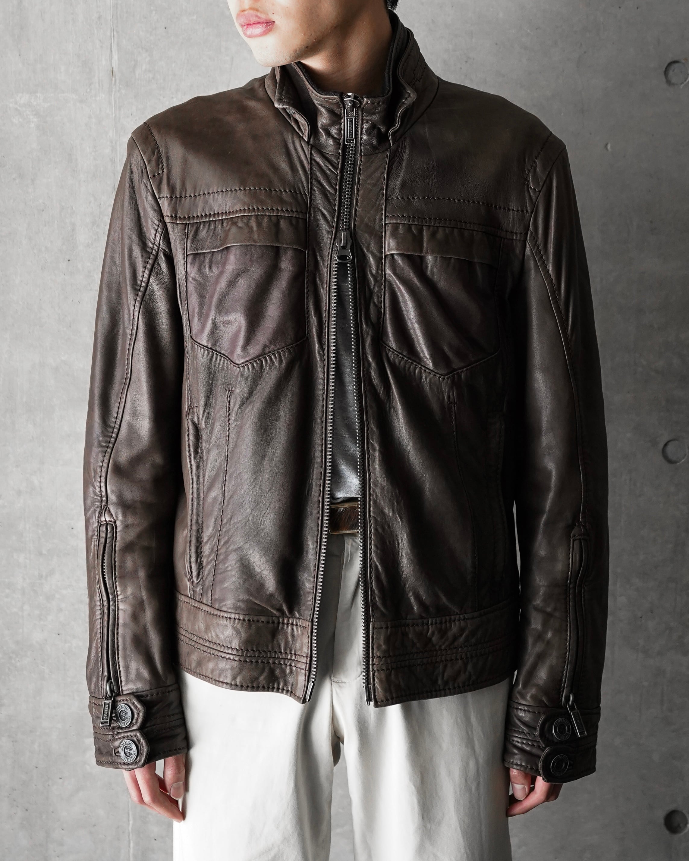 DIRK BIKKEMBERGS ウールジャケット Dirk Bikkembergs FW 2003 black wool jacket and a removable leather