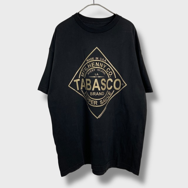 00s USA製　TABASCタバスコ　企業ロゴTシャツ　ブラック　XL相当