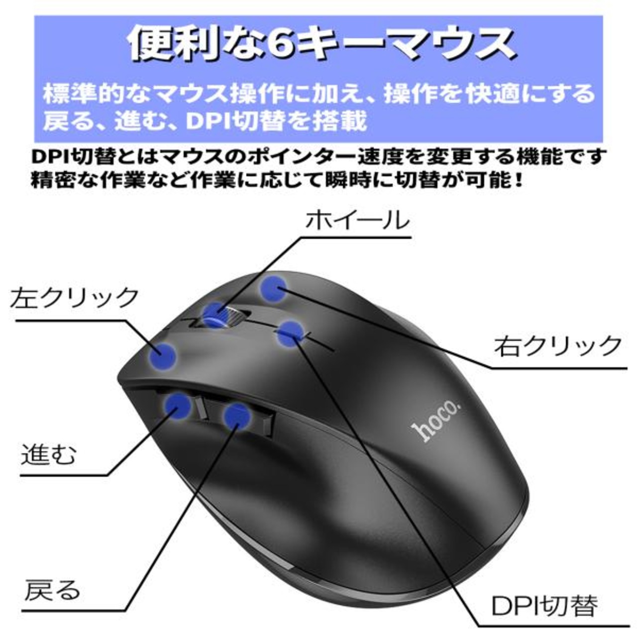 マルチデバイス　2.4G無線ワイヤレス+ブルートゥース3.0+5.2マウス
