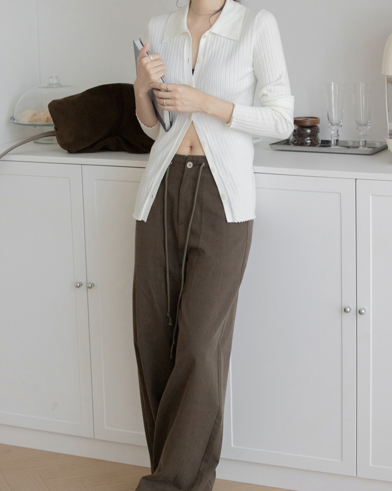Slim stretch long sleeve Cardigan　T20067