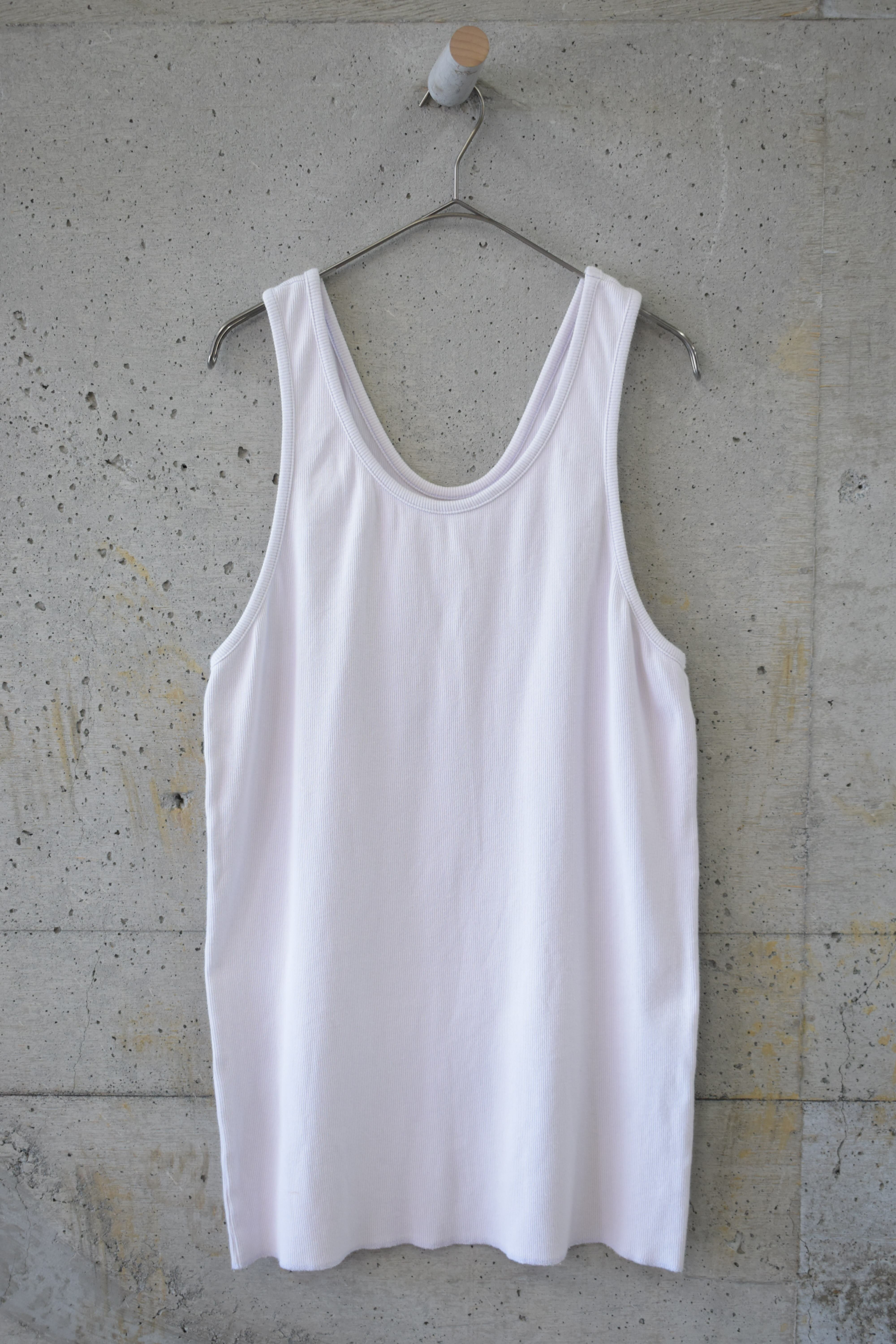 Ribbed tank top with a wide, low neckline