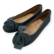 Sabrina Zani サブリナ ザーニ リボン付き レザー パンプス 35 /イタリア製/ブルー/レディース