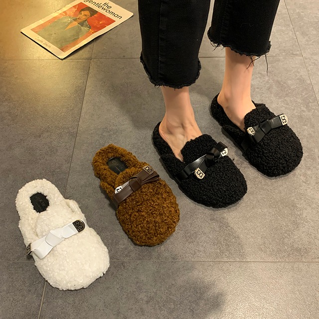 ミュールウィンターカラーレッド 靴 シューズ コットン 冬物 ピュア 部族の婦人靴23045690110