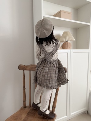 【即納】mimi market /Check frill suspenders ops