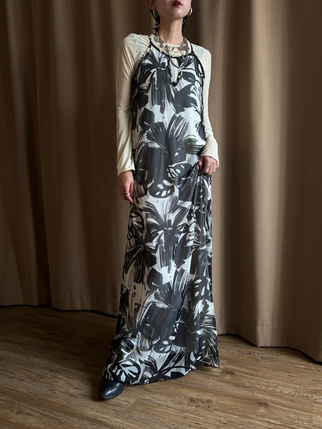 MADE IN U.S.A. artistic floral maxi dress-5202-4