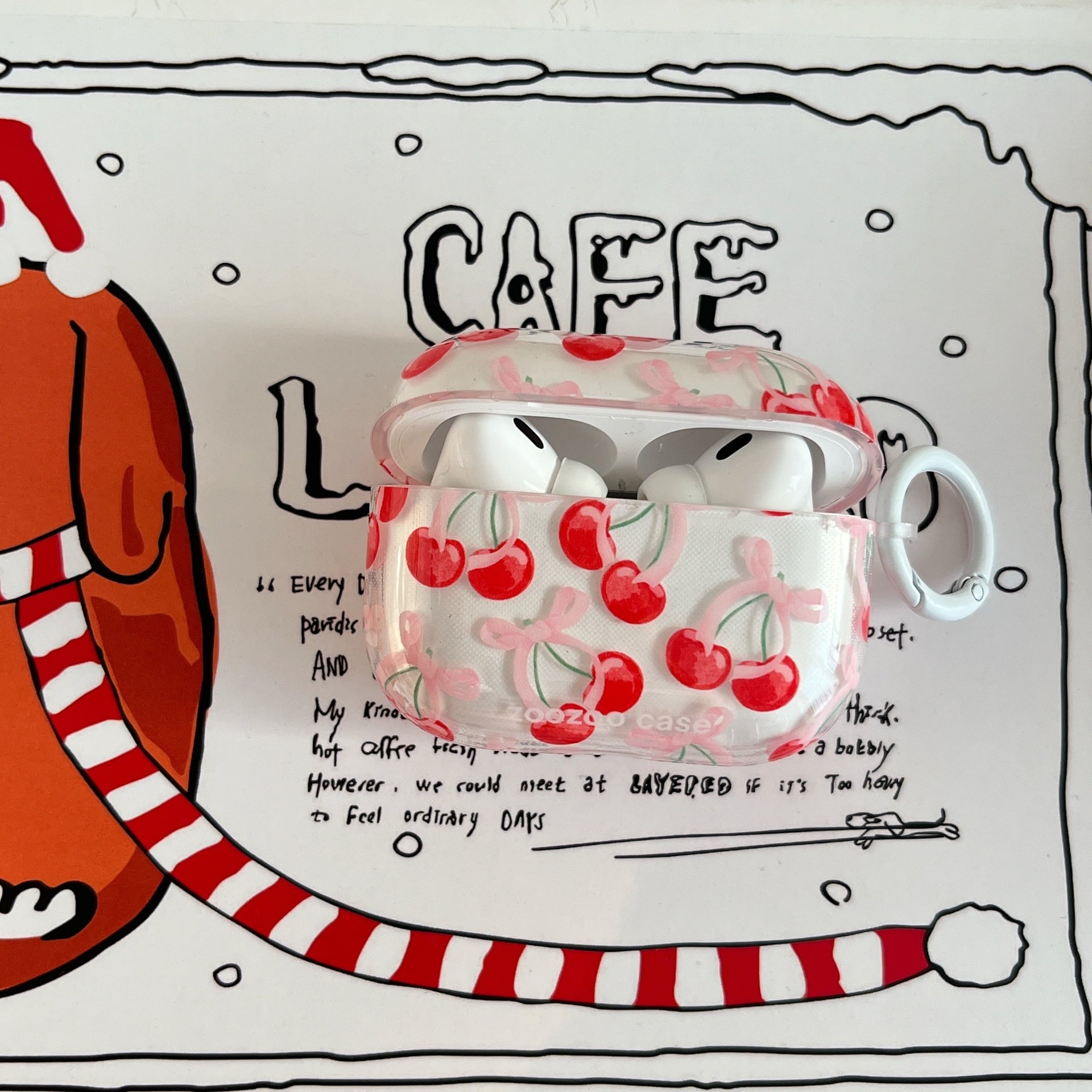 Airpodsケース】真っ赤なチェリー◎かわいい 韓国 クリアケース エア