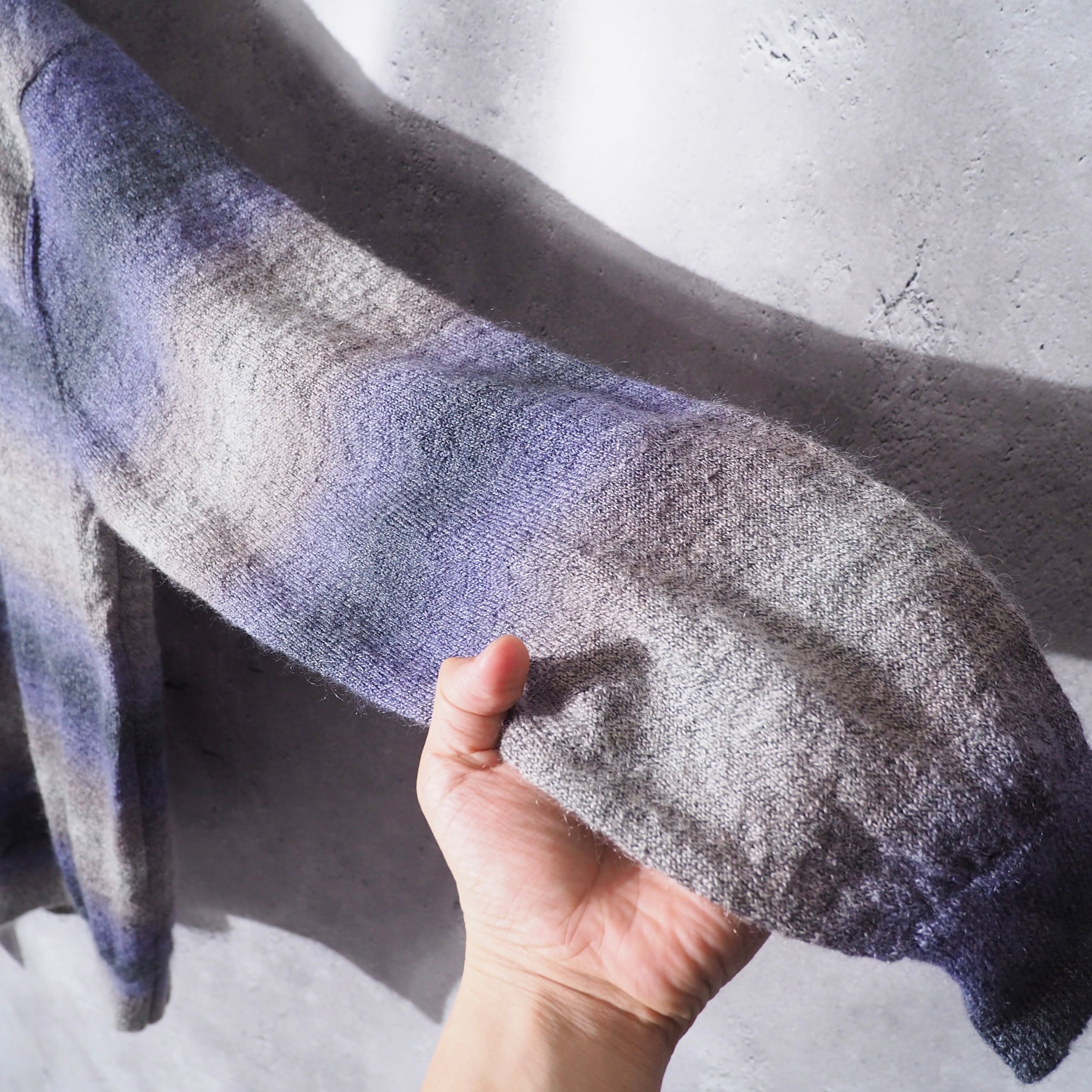 " LANVIN " Dark purple × Black Fat Border Mohair mix knit