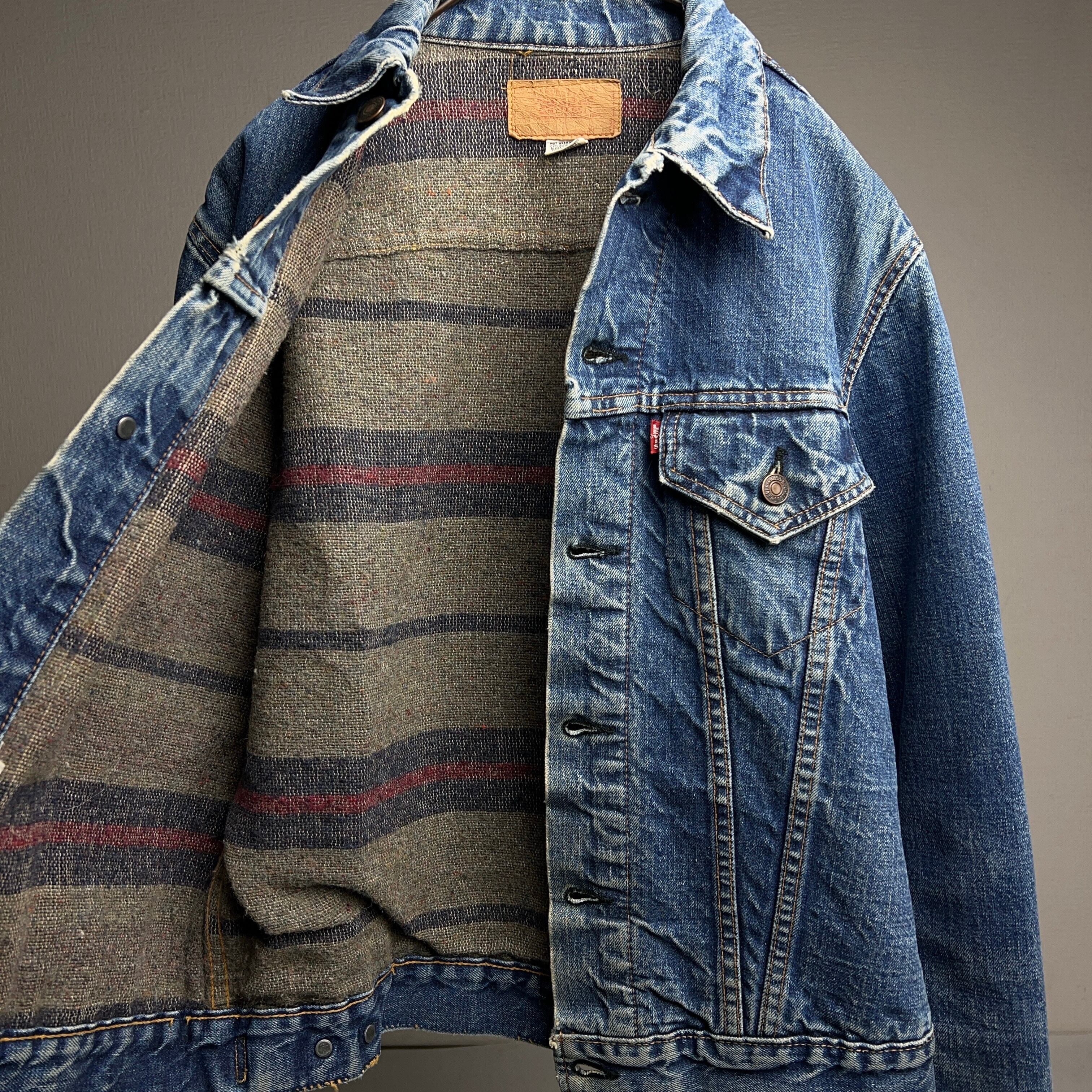 Levi's 70年代頃 70505-0317 濃紺 ビッグE ジージャン ブランケット付き リーバイス 70年代 トロイブランケット 38サイズ ジャケット・アウター
