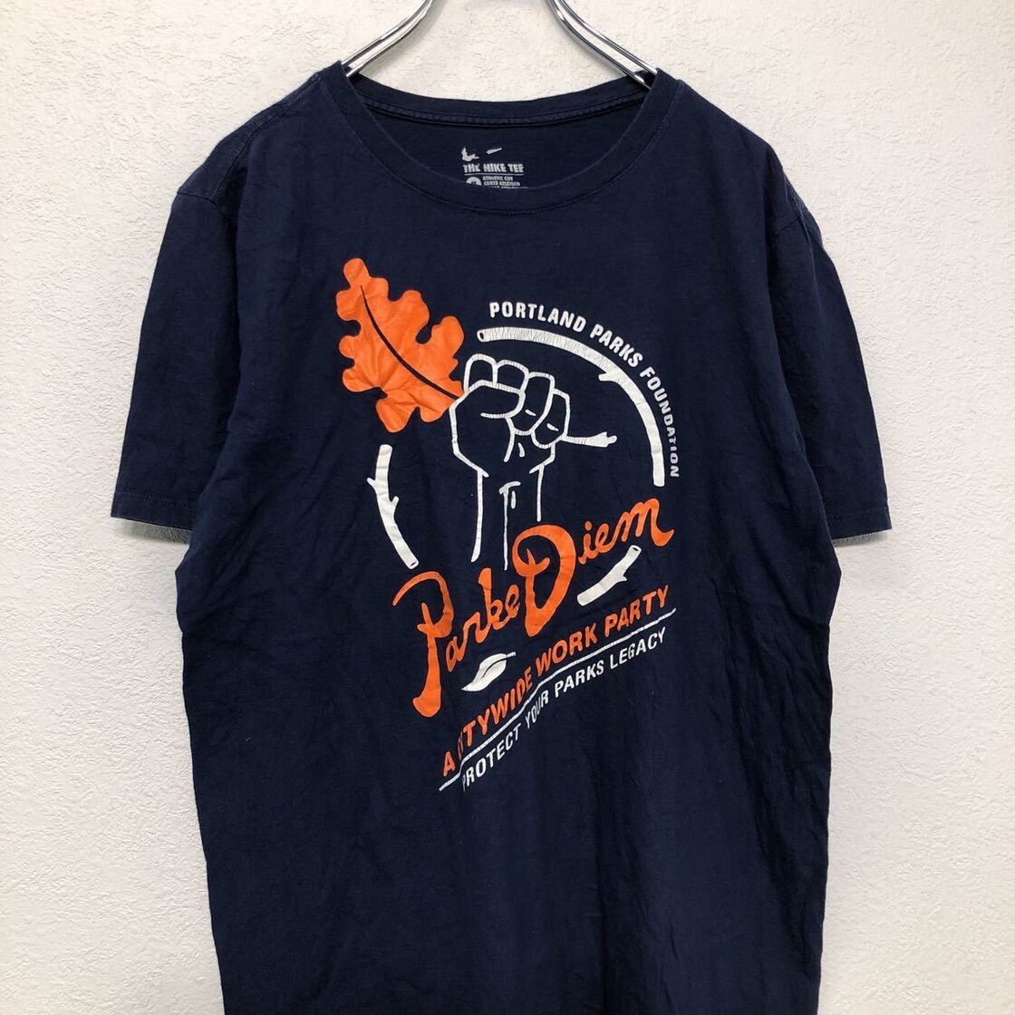 NIKE 半袖 プリントTシャツ M ネイビー ホワイト オレンジ ナイキ 