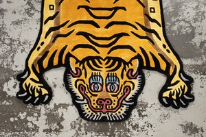 Tibetan Tiger Rug 《Mサイズ•シルク・オリジナル3・シグネチャーイエロー099》チベタンタイガーラグ