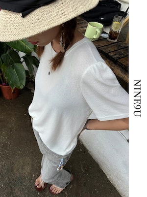 simple crew-neck thin t-shirt 2color【NINE7764】