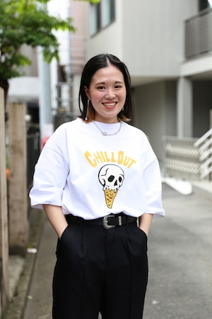 CUTRATE SKULL CREAM LOGO DROP SHOULDER S/S T-SHIRT