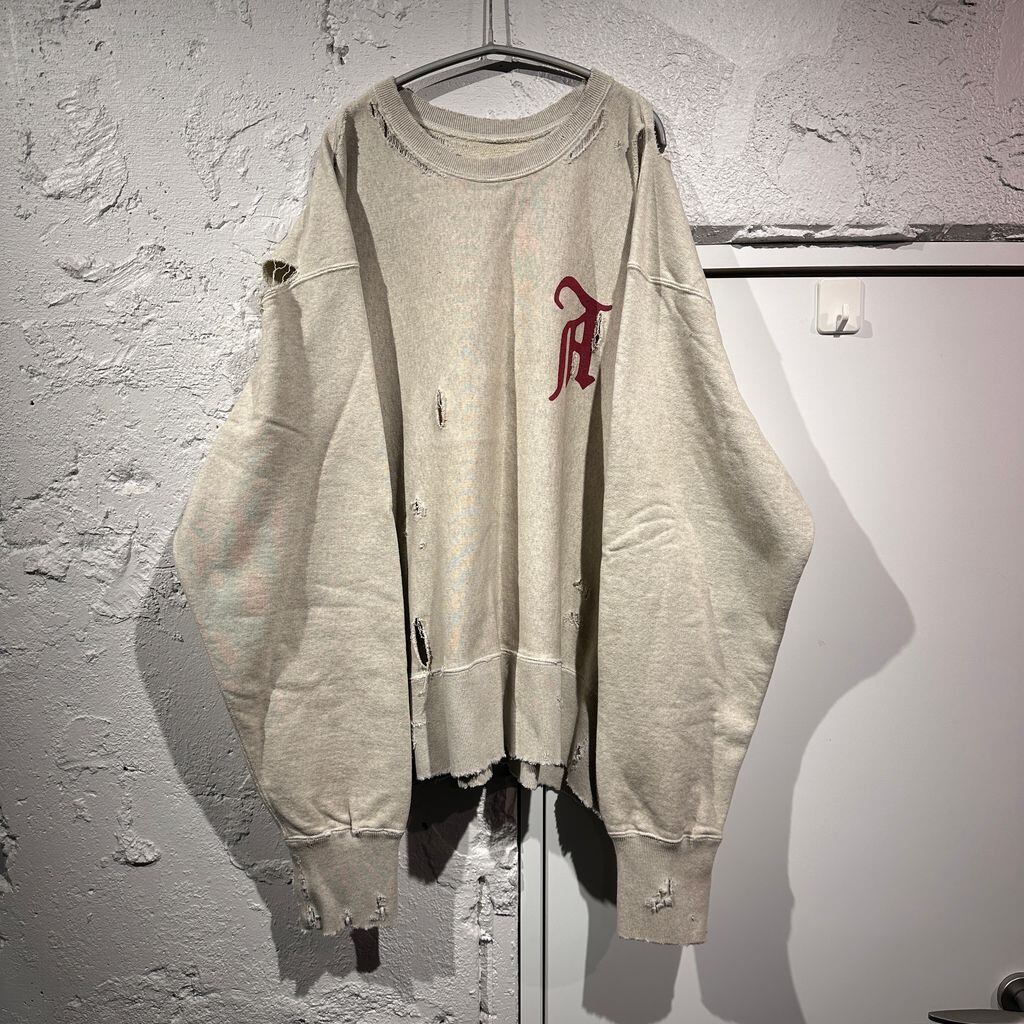ANCELLM アンセルム 24SS CRASH SWEAT SHIRT ダメージ加工スウェット