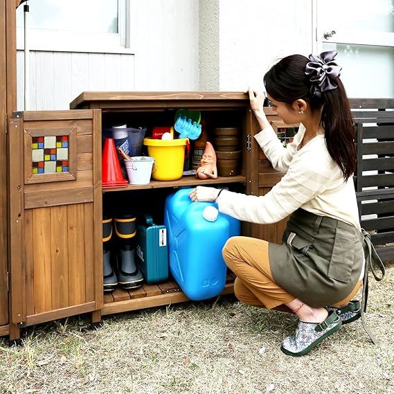 ガーデンガーデン 木製収納庫 物置 Potager ポタジェモザイク ロー