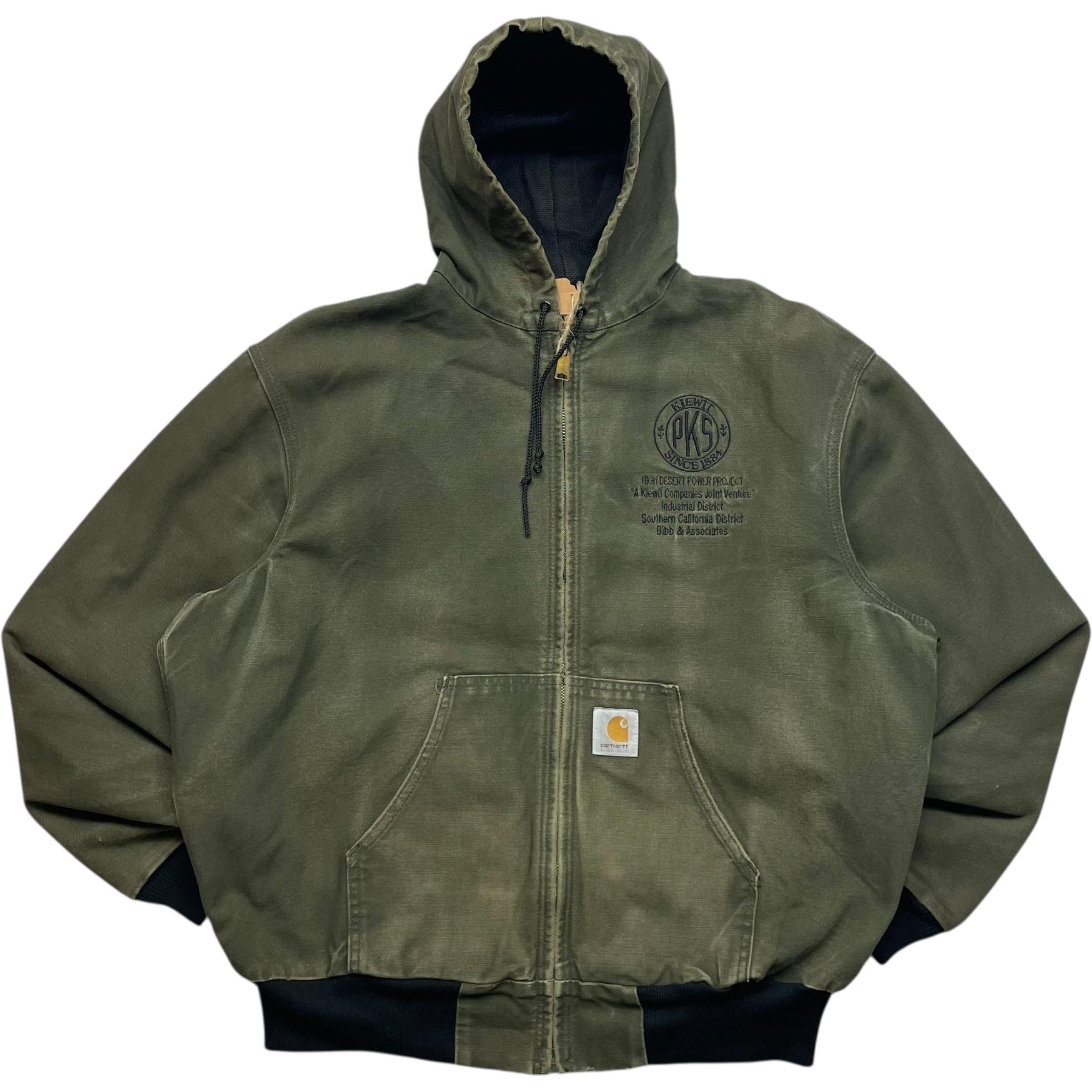 《XL》 Carhartt カーハート 希少カラー アクティブジャケット ワークジャケット 企業刺繍ロゴ 裏メッシュタイプ グリーン GRN no.9392