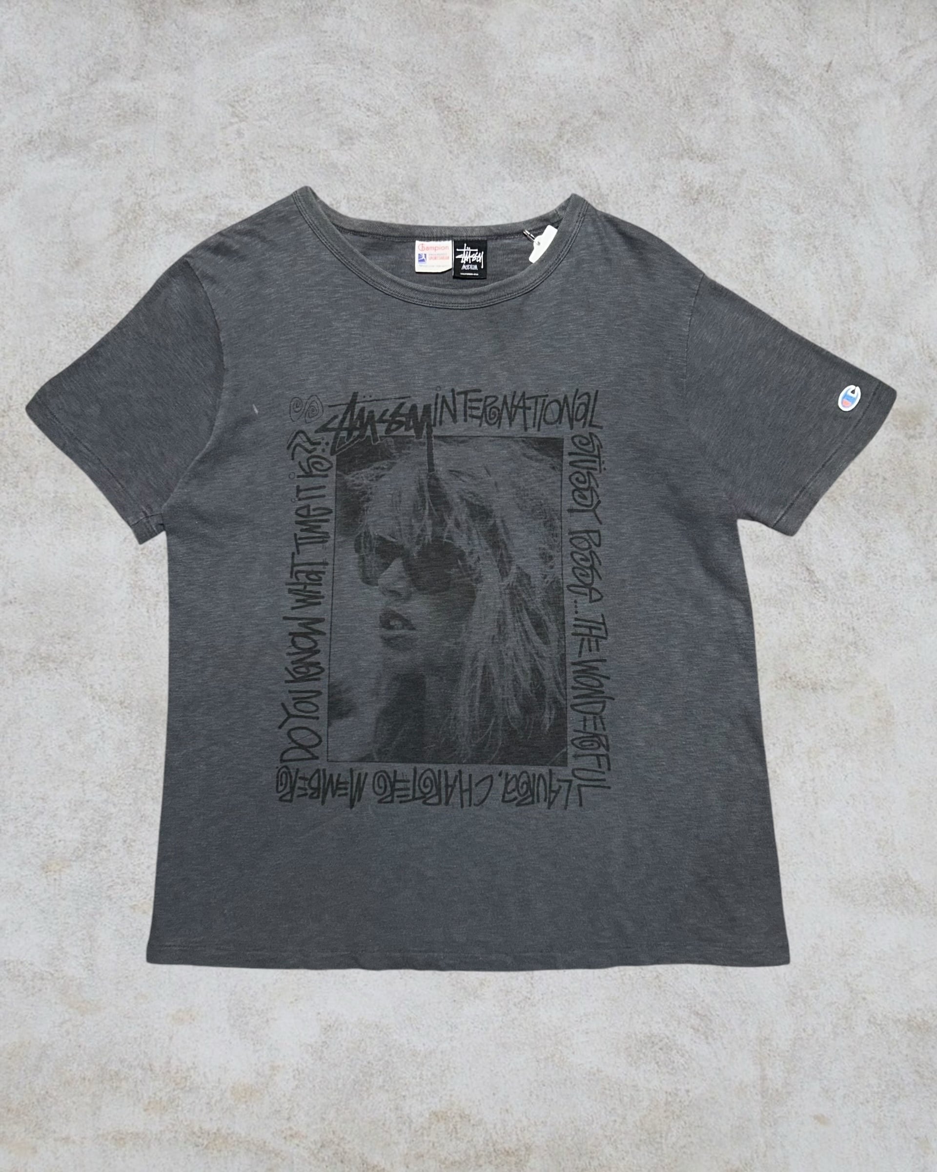 stussy×champion ローラT グレー L 00's old stussy “Laura” Design Photo Tee “ローラ”