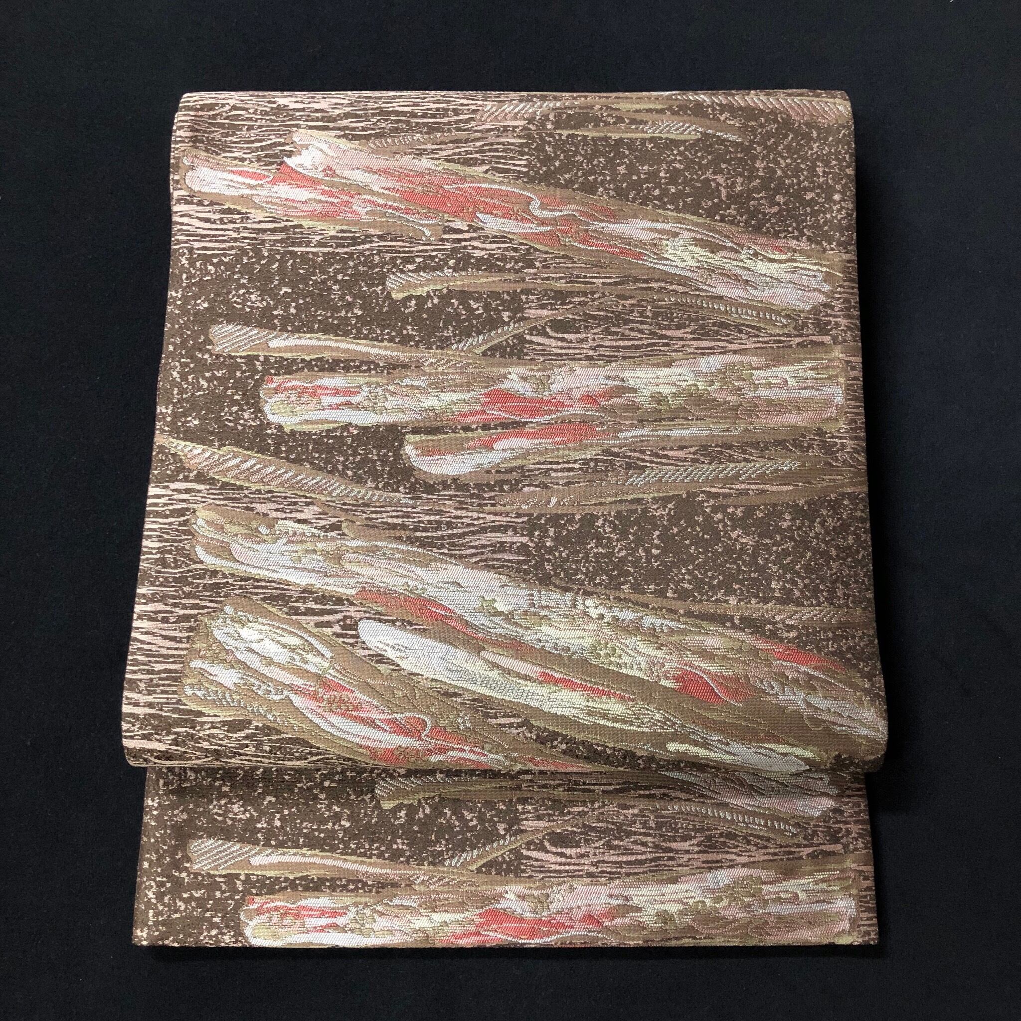 無形文化財 ／ 小森久 ／ 全通 ／ 袋帯 ／ 秋月織 ／ 草木染 ／ 新品  